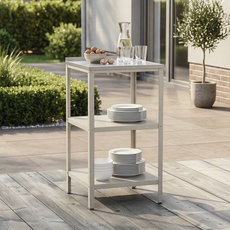 Outdoor Standregal Bolognano 92x50x50 cm Beige/Silber [casa.pro] (1/5)