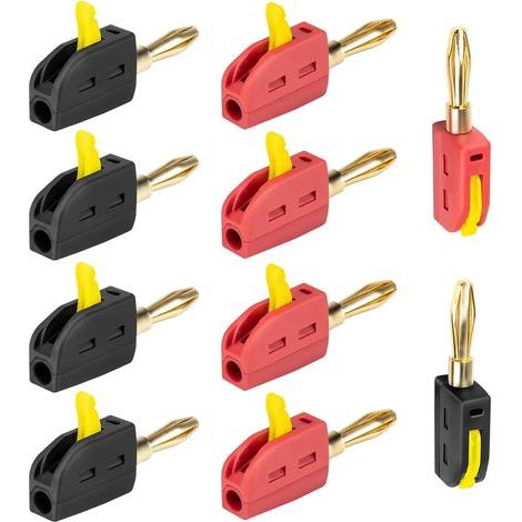 10 Pièces Fiches Banane,Fiche Banane Enceinte 4 mm,Banane Connecteur 32A,Fiches Bananes pour Bananepour HiFi Haut-Parleur, Amplificateur, Speaker Cable (1/5)