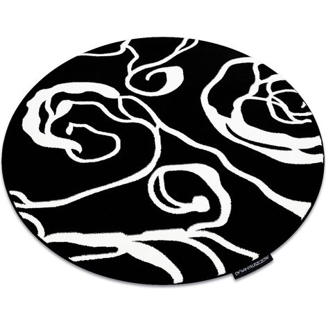 Carpet HAMPTON Rosa circle rose, flowers black black round 140 cm