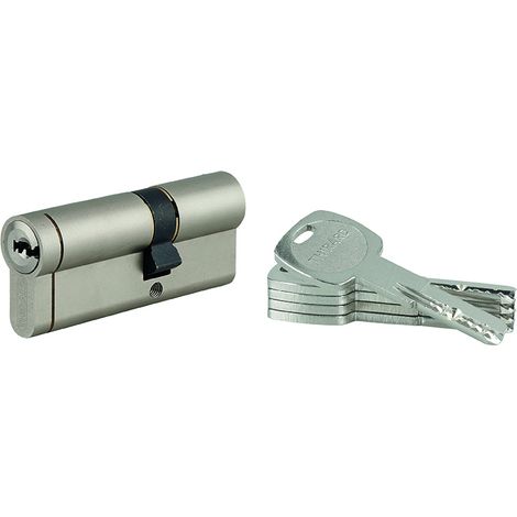 THIRARD - Cylindre double entrée Transit 1 UNIKEY (achetez-en plusieurs, ouvrez avec la même clé), 30x50mm, 5 clés, nickelé - THIRARD