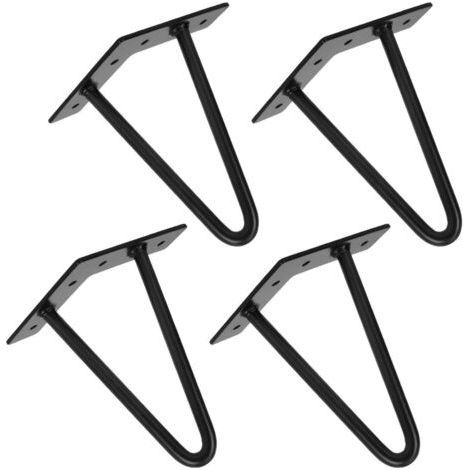 Ensemble de 4 pieds de table basse de style industriel, 15 cm, pieds en épingle à cheveux en fer forgé, pieds de meuble en métal noir avec vis pour table basse, meuble bas ou meuble TV. (1/5)