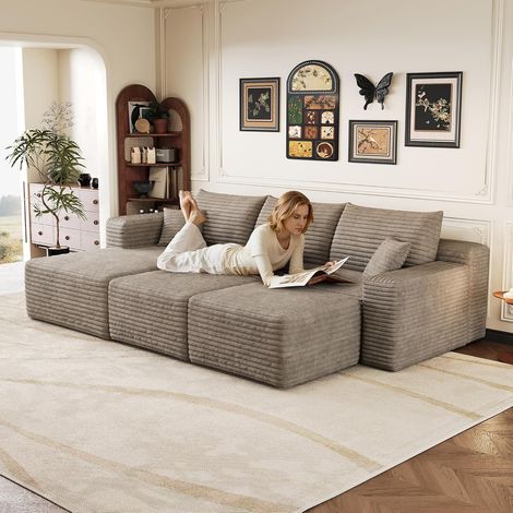 Canapé à d'angle convertible,canapé lit canapé 3 Places,canapé convertible,de Compression modulaire en U,241 cm de long,spacieux et confortable,Peut être combiné librement,Aucun assemblage requis