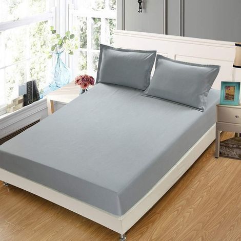 Ahlsen Drap housse, 180 x 200 cm, enveloppe 30 cm, protège-matelas en polyester, gris (1/5)