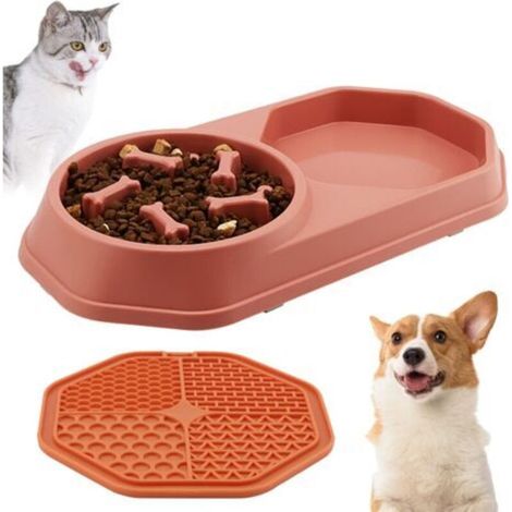 Cuenco antigalgos/gatos, cuenco para comida, cuenco antideslizante para gatos, cuenco multifuncional para mascotas (naranja-rosa) (1/5)