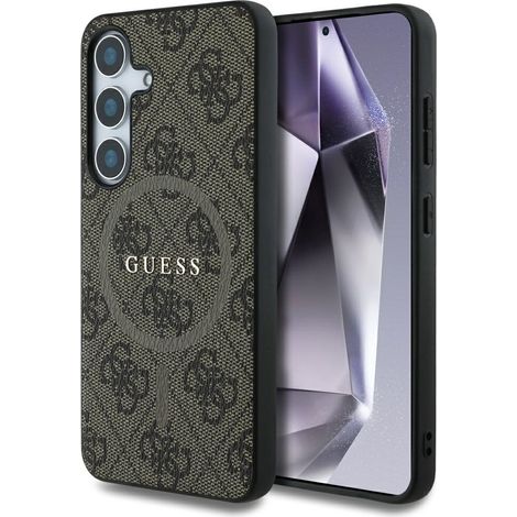 Funda Guess Leather 4G Colored Ring Classic Logo MagSafe para Samsung Galaxy S25, color marrón (1/5)