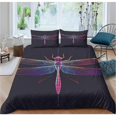 Impression Numérique 3D Libellule Housses De Couette 3 Pièces,Insectes Parure Lit De en Microfibre avec Housse 220x240 cm - ZQT (1/5)