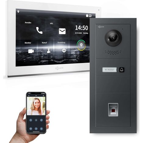 GOLIATH PRO IP Gegensprechanlage Anthrazit 1-Fam 10" HD Fingerprint Unterputz 180°