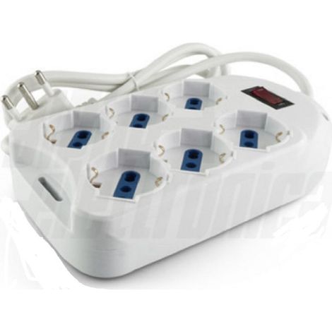 Alpha elettronica presa multipla universale bip/sch con inter bianca 2 file 23-043st/06 (1/4)