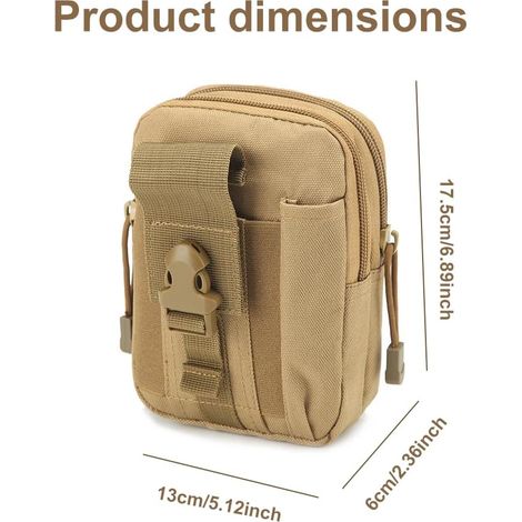 Pochette tactique pour téléphone portable – Étui universel étanche pour téléphone portable pour ceinture, randonnée en plein air, camping – Couleur sol (1/4)