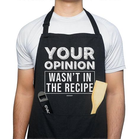 Tablier homme coton noir humoristique pour papa mari cadeau anniversaire fête des pères « Votre avis n'était pas dans la recette » (1/5)