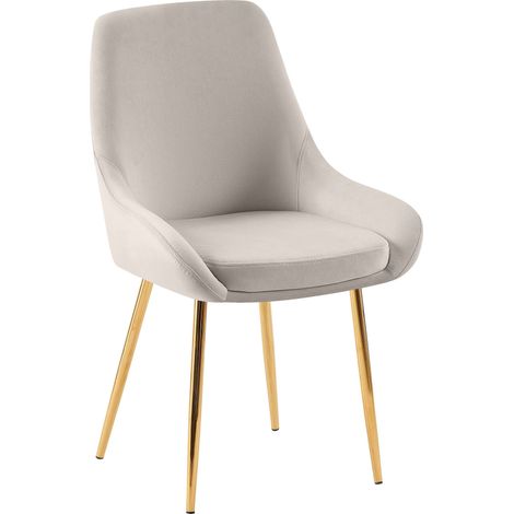 Silla de comedor x1 diseño elegante cómodo y moderno en terciopelo gris con estructura de metal dorado 100007484 (1/5)