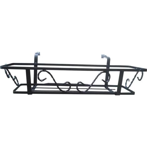 FIORIERA PER BALCONE FISSA IN FERRO BATTUTO NERA 70X21X14CM (1/3)