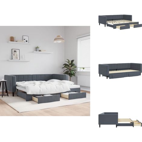 Lit de jour avec gigogne et tiroirs sans matelas 90x200 cm - Lit De Jour Avec Lit Gigogne - Lits De Jour Avec Lits Gigognes - Canapé-lit - Lit D'appoint (1/5)