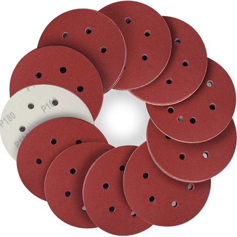 Schleifscheiben 50er 150 mm Klett 6 Loch Exzenter P180 180 Körnung (1/5)