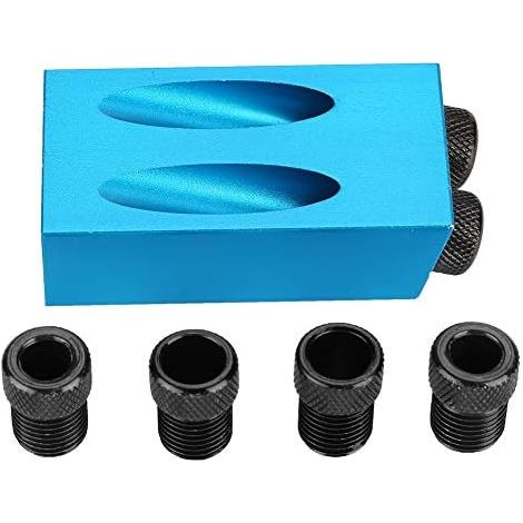 Kit de gabarit de perçage à 15 degrés Marhynchus - Guide de perçage pour tourillons de menuiserie, compatible avec les perceuses électriques, localisateur de perçage pour métaux 6/8/10 mm, bleu (1/5)