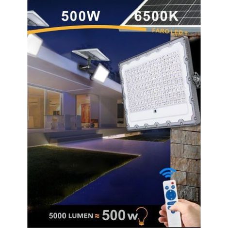 TrAdE Shop Traesio - Faro Led 500 W Crepuscolare Con Pannello Energia Solare Telecomando Ip65 Sl-500w - (1/5)