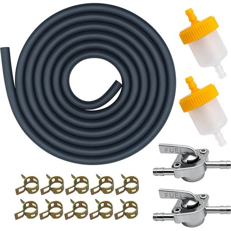 Hose Petrol 5 mm Kit with 2 Taps, 2 Filters and 10 Collars (2M), Universal Fuel Kit for Scooter GY6 50cc 125cc, Dirt Bike, Lawn Mower, GX160 GX200 Engine