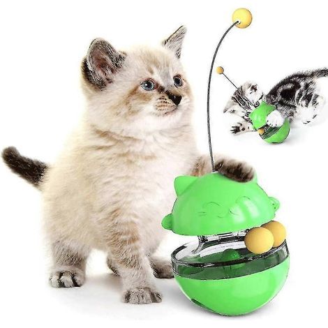Distributeur de croquettes pour chat, jouet à friandises, balle à croquettes à distribution lente (1/4)