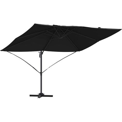 Parasol noir, dimensions : 351 x 250 x 260 cm, matériau : polyester et aluminium. (1/5)