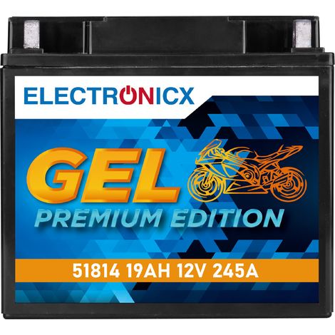 Electronicx GEL Motorradbatterie 12V 19Ah 245A - Ersetzt 51814, 51913, YT19BL, YT19BL-BS - Wartungsfrei & Leistungsstark - Premium Batterie 12V (1/5)