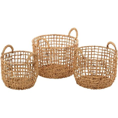 Lot de 3 Paniers de Rangement "Ronds" 44cm Naturel (1/2)