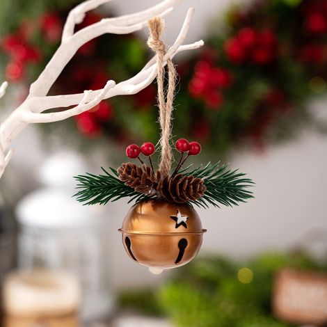 Cloche De Noël - En Fer Et Plastique - Décoration Suspendue Pour Arbre De Noël Et Intérieur - Hauteur 15 Cm - Lot De 1 (1/5)