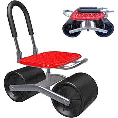 Qiyao – Tabouret de jardin mobile 360° avec roulettes – Dossier amovible – Charge max 120kg – Conception compacte et durable en fer (1/5)