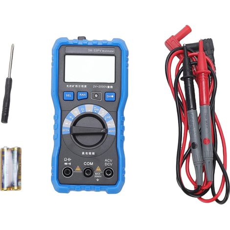 Multimètre TRMS Portable 2000 V avec écran rétroéclairé et Arrêt Automatique pour électriciens et Professionnels de la Réparation, Taille Compacte (SK-33PV) (1/5)