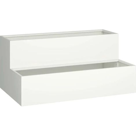 Cache-pot de jardin extérieur durable design moderne 100 x 60 x 45 cm en acier laminé à froid blanc