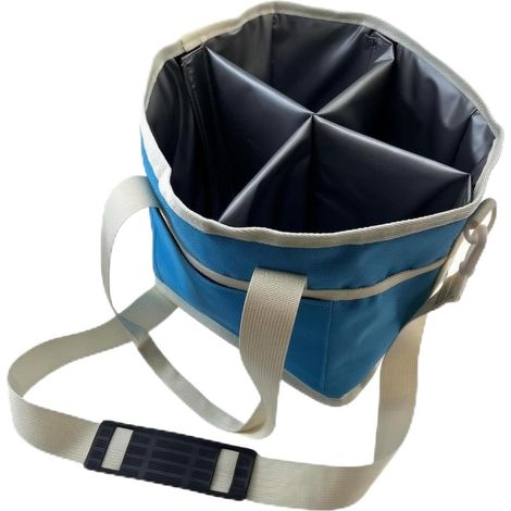 Portable Insulated Drink Bag Organizer with Individual Compartments, Removable Shoulder Strap, Comfortable Handles, and Front Pocket, Made of Nylon and Polyester, Array, Blue, 21 x 18 x 21 cm (1/5)