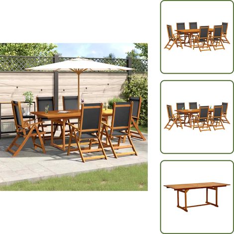Ensemble à Manger de jardin 7pcs bois d'acacia solide textilène - Table De Jardin - Salon De Jardin - Mobilier De Jardin - Acacia Massif - Chaise Pliante