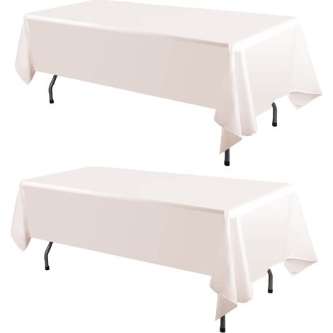 Lot de 5 nappes rectangulaires en polyester blanc 70 x 108 pouces, résistantes aux taches et aux plis, lavables pour table à manger, réception de mariage, banquet, fête (1/5)
