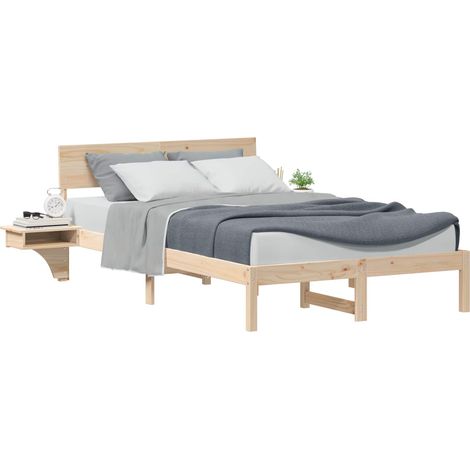 Bettrahmen mit Kopfteil Braun 120 x 190 cm Massives Kiefernholz vidaXL