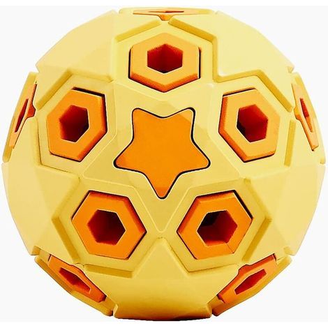 Juguetes para perros pequeños y medianos, juguetes resistentes para entrenar y limpiar los dientes, juguetes interactivos para masticar, perseguir y traer (con cascabeles, amarillo). (1/5)