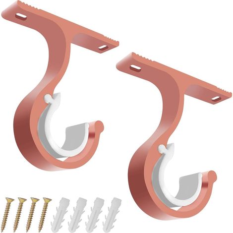 Jeu de 2 supports de tringles à rideaux (or rose), ø 25-28 mm supports de tringles à rideaux en aluminium robuste pour rideaux ou armoires (1/5)