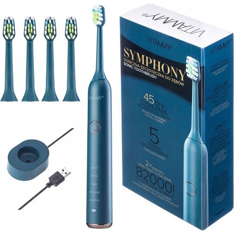 VITAMMY SYMPHONY BLUE SONIC ELEKTRISCHE ZAHNBÜRSTE MIT 5 KÖPFEN
