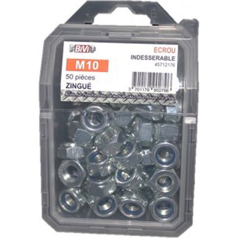 Écrou indesserrable DIN 985 Classe I8I Zingué Coque de 10 pièces - 16 mm - BIVI