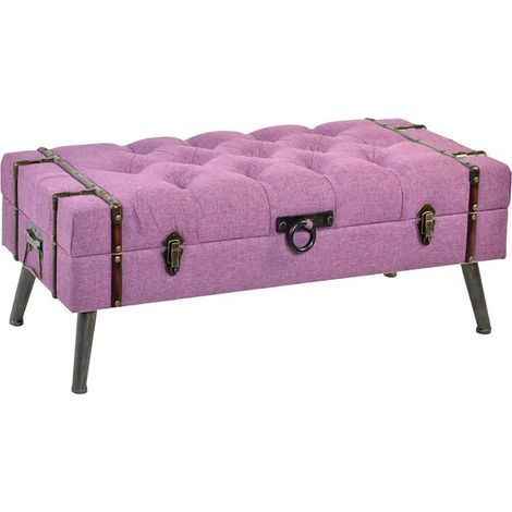 Banquette Coffre en métal et MDF coloris fuchsia - Longueur 102 x Profondeur 42 x Hauteur 40,5 cm -PEGANE- (1/4)