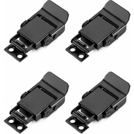 4PCS Loquet à Bascule en Acier Inoxydable, Fermeture à Levier Fermoir à Ressort pour Caisse Boîtes Coffret, Noir (1/4)