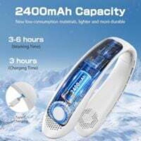 Ventilateur de cou, ventilateur de cou USB portable silencieux sans lame, flux d'air à 360°, mini ventilateur personnel rechargeable à 3 vitesses pour la maison, le bureau, les voyages e (1/5)