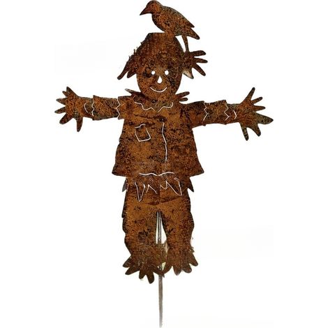 Piquet de jardin en métal rustique en forme d'épouvantail - Jardinière de jardin en forme d'épouvantail en métal