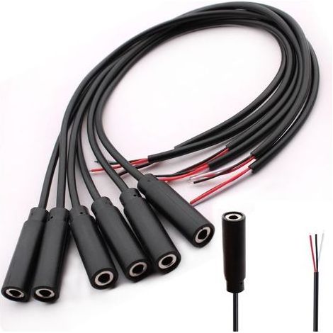 6pcs connecteur Jack Femelle 3.5 TRS 3 pôles Câble Jack Audio 3.5mm, Jack Stereo 3.5 mm, connecteur Jack 3.5 a souder,pour réparation de câble Audio(30cm (1/5)