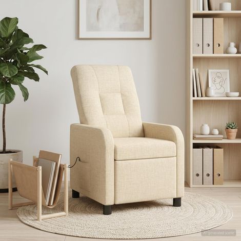 vidaXL Silla de masajes reclinable Crema Tela (1/5)
