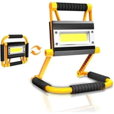 Projecteur LED pliable rechargeable IP65, lampe de travail rotative compatible avec les chantiers et les jardins. (1/5)