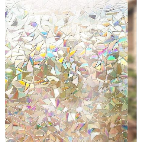Lámina para ventanas, diseño arcoíris, 44,5 x 200 cm, lámina decorativa electrostática, lámina opaca 3D, para dormitorio y cocina. (1/5)