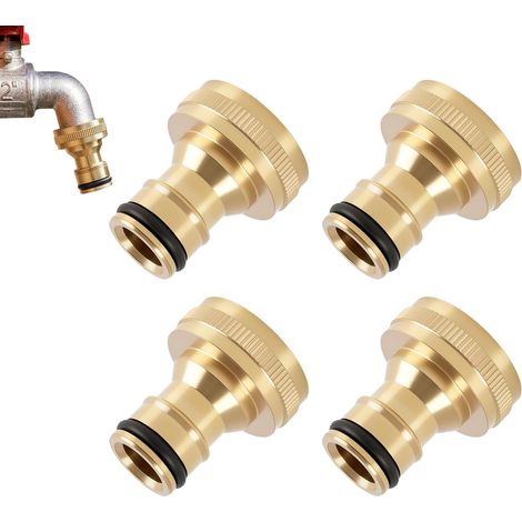 4 Pièces Raccords de Robinet en Laiton 3/4" BSP (26,4 mm) - Adaptateur Robuste pour Tuyaux d’Arrosage avec Connexion Rapide,pour Arroseurs, Lances, Pistolets et Installations de Jardin (1/5)