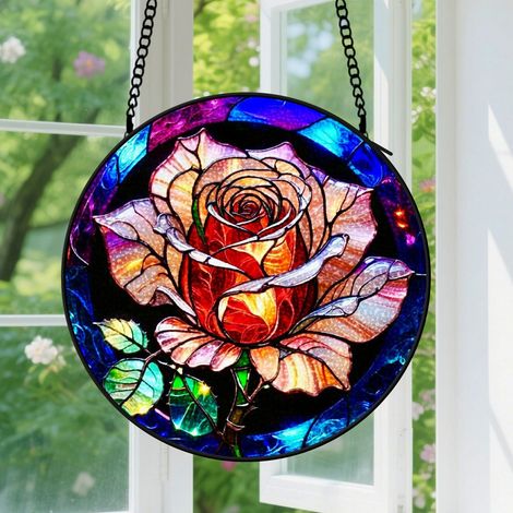 9cm Vitrail Suspendu pour Fenêtres, Accroche-Soleil Artistique Jardin Suspensions Noël Fête des Mères, Saint-Valentin Ornements Cadeaux Festifs (1/5)