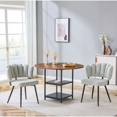 Set da pranzo 107x107x75 cm MDF metallo, noce beige, con contenitore FloraGrace (1/5)