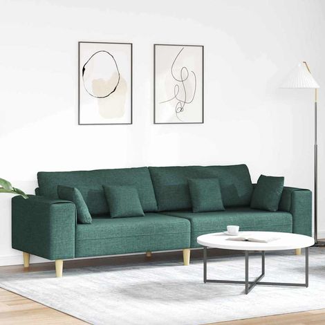 Sofa mit Kissen Dunkelgrün 250 x 77 x 76 cm Stoff