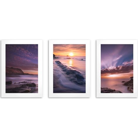 Affiches murales pour le salon, la chambre, le coucher du soleil 3x 30x40cm (1/5)